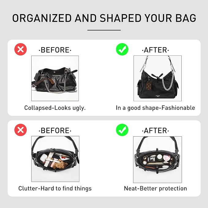 Dupontpaper Purse Organizer Insert Compatible with LV CarryAll Cargo Vibe MM Bag,Upgraded Lightweight Water-Resistant Bag Organizer Insert Shaper for Luxury Handbag Tote（Black, MM） - Image 4