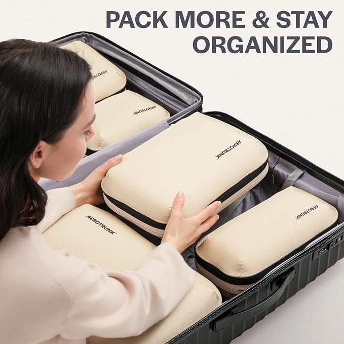 Aerotrunk Ultralight Compression Packing Cubes - Lightweight Travel Organizers for Suitcases and Luggage (6-Pack, Black) - Image 7