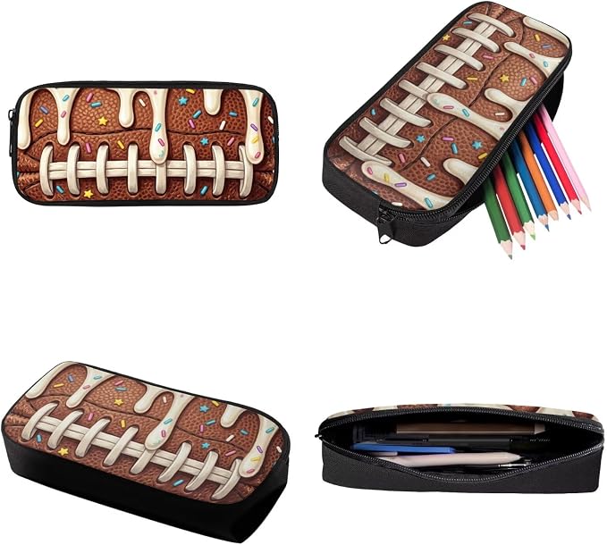 Soccer Drip Ice Cream Print Kids Backpask Set, Durable Lightweight School Bag Set with Lunch Bag and Pencil Case, Knapsack Set Suitable for School, Picnic or Travel, Brown - Image 7