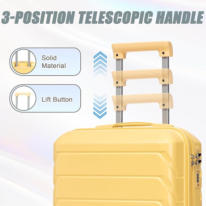Hardshell Luggage, Lightweight Durable ABS Suitcase with Spinner Wheel, 14/20 - Image 3