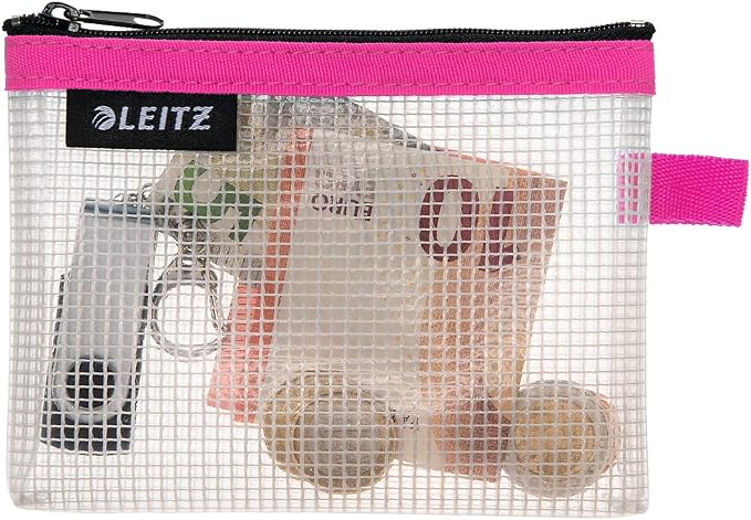 Leitz Wow Travel Pouch, Water Resistant, Translucent, Ideal for Visible Storage and Organisation, Small (A6) - Pink by Leitz