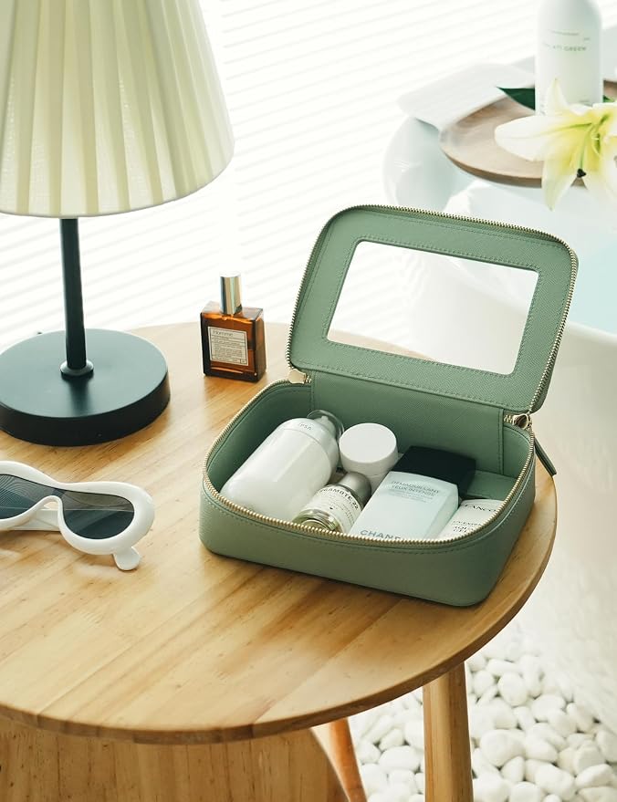 Popvibe Clear Makeup Case Toiletry Bag Travel Medium Clear Cosmetic Bag with Zipper, Make Up Bag Organizer Traveling TSA Approved Transparent Bag Car for Essentials, Mini & Medium, Sage Green - Image 8