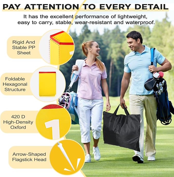 Backyard Golf Set for Kids, Adults and Family, Portable 6 Holes Golf Course with Balls, Flags and Carry Bag for Lawn, Park, Beach and Hotel - Yellow - Image 5