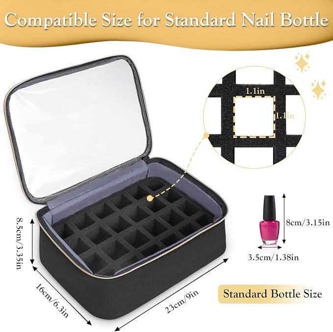 YOREPEK Nail Polish Organizer Holds Up to 72 Bottles (15ml-0.5 fl.oz) | Nail Polish Carrying Case with Zippered Pockets & 3 Removable Pouches for Manicure Tool, Supplies, Nail Lamp, Gifts for Women - Image 4