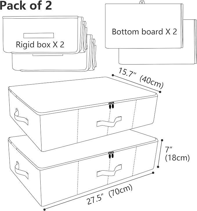 Folding Under the Bed Storage Bin with Lids, Under Bed Storage Containers | underbed storage containers,under bed storage bins, Wardrobe Closet Clothing Blanket, Shoes, Toys Organizer Containers - Image 2