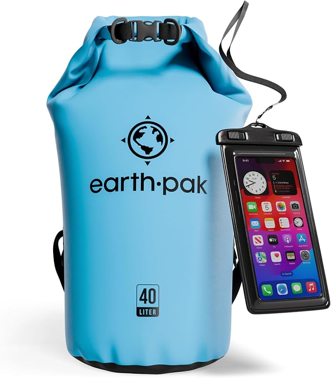 Earth Pak Waterproof Dry Bag - Roll Top Waterproof Backpack Sack Keeps Gear Dry for Kayak with Waterproof Phone Case by earthpak