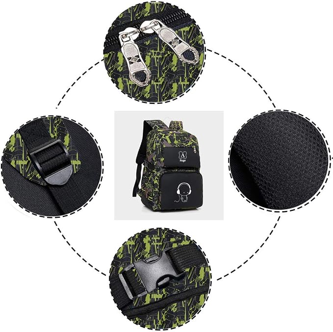 Asge boys backpack for kids camo bookbag for middle school bags travel back pack (Green) - Image 4