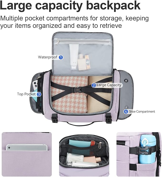 Carry On Travel Backpack Flight Approved Laptop Backpack for Women Men | Personal Item Travel Bag, Casual Weekender Daypack with Wet Pocket for Business, Hiking - Image 3
