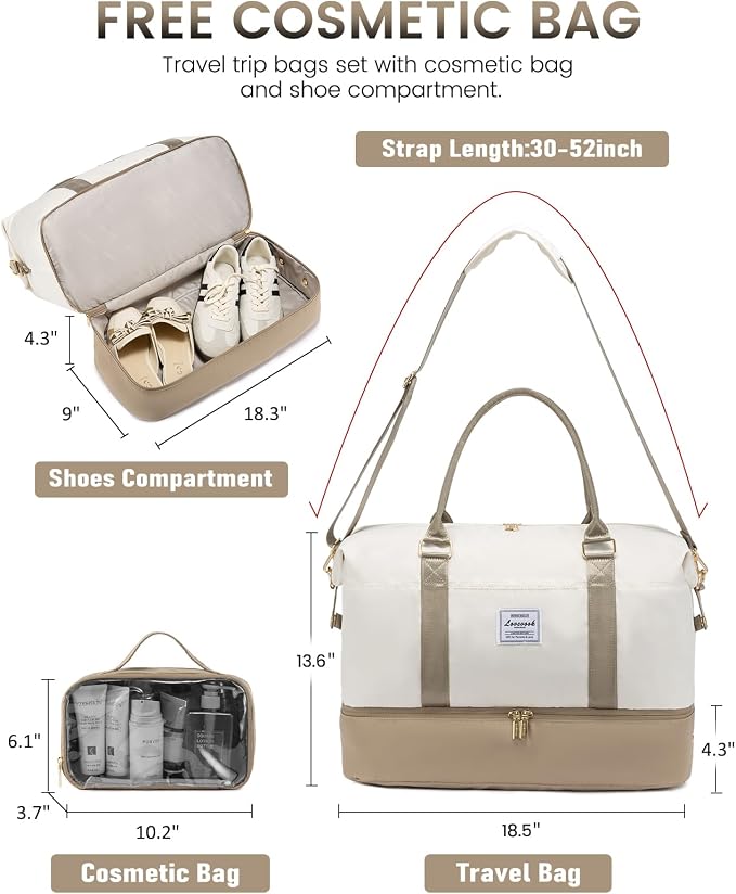 LOVEVOOK Travel Bag Weekender Bags for Women, Carry on Overnight with Shoe Compartment,Duffle with Laptop Pocket,Hospital Bag for Labor Delivery,Gym Tote with Toiletry - Image 2