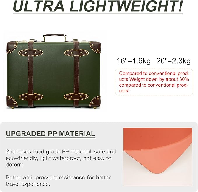 urecity Vintage and Cute Carry-on Overnight Case Non-wheeled Mini Leather Trunk Suitcase with Shoulder Strap - Image 5