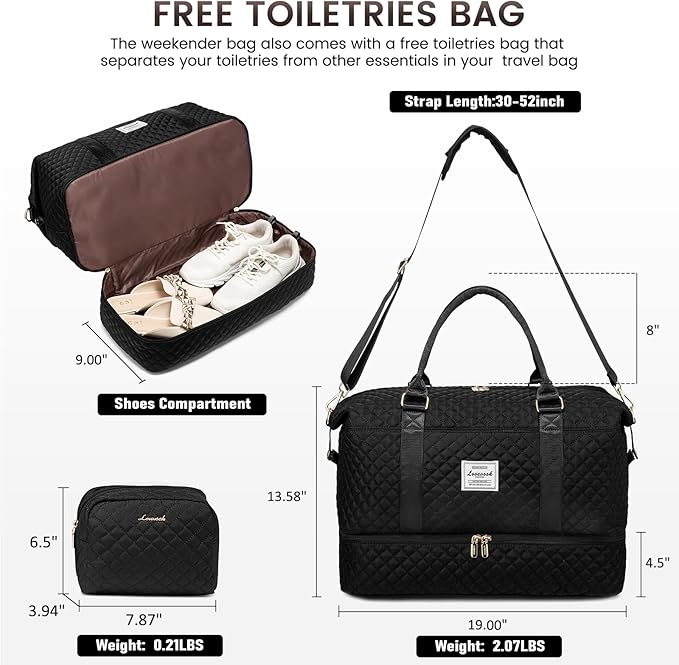 LOVEVOOK Travel Duffle Bag,Weekender Bags for Women with Shoe Compartment，Carry on Overnight Bag with Toiletry Bag,Gym Duffel Bag with Wet Pocket, Hospital Bags for Labor and Delivery - Image 2