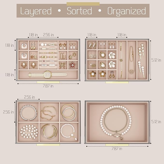 FOLLOWIN Jewelry Box for Women, 4 Drawers Jewelry Organizer and Storage, Clear Acrylic Jewelry Organizer with Removable Velvet Trays, Large Capacity Jewelry Holder for Rings Earrings Necklaces - Image 2