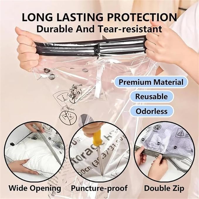 Travel Vac Pro, Vacuum Storage Bags With Electric Pump For Travel, Space Saver Bags For Clothes, Blankets, Bedding, And Seasonal Home Organization(15 Bags + Pump) - Image 4