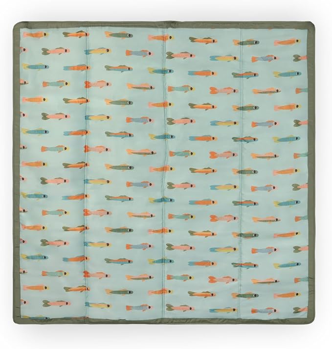 Little Unicorn 5'x5' Outdoor Family Picnic & Beach Blanket | Durable & Water-Resistant Fabric | Compact Fold & Easily Wipes Clean | Zipper Pocket (Minnow Pond) - Image 2
