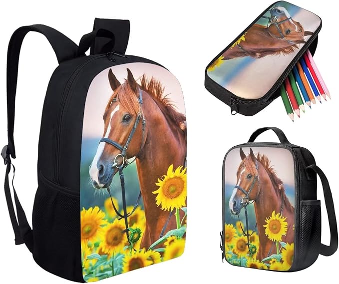 AFPANQZ Kids Backpack 3 Pieces Set Large Capacity School Bags with Heat Insulated Lunch Bags Small Pencil Bags 3 Pack - Image 2