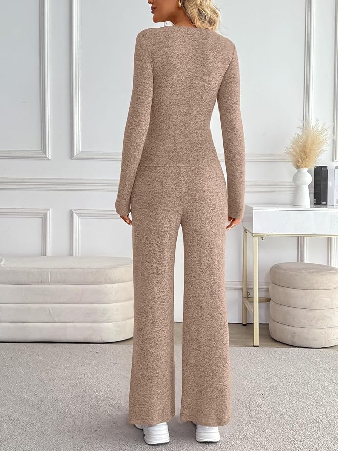LILLUSORY Womens 2 Piece Matching Lounge Sets 2026 Fall Fashion Outfits | Long Sleeve Top & Drawstring Wide Leg Pants with Pockets, Workout Gym Comfort Sweat Suit, Travel Airport Vacation Clothing - Image 4