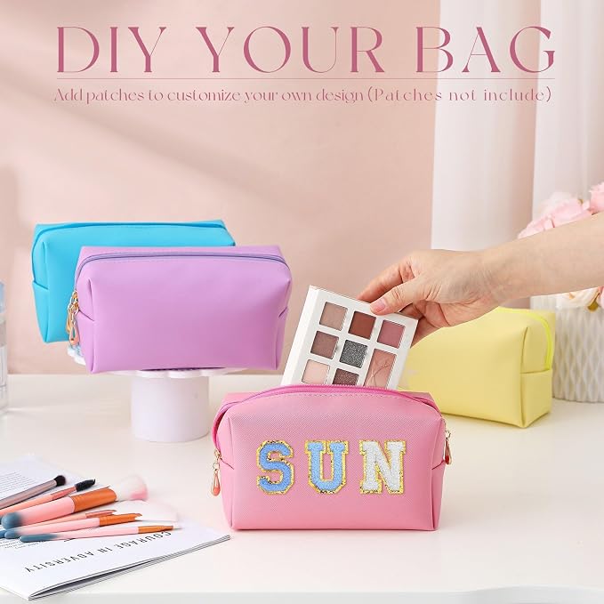 20 Pcs Preppy Makeup Bags PU Leather Cosmetic Pouch with Zipper Waterproof Make up Bags Toiletry Beauty Container for Women Bridal Shower Favors End of the Year Teacher Gifts(Multicolor) - Image 4
