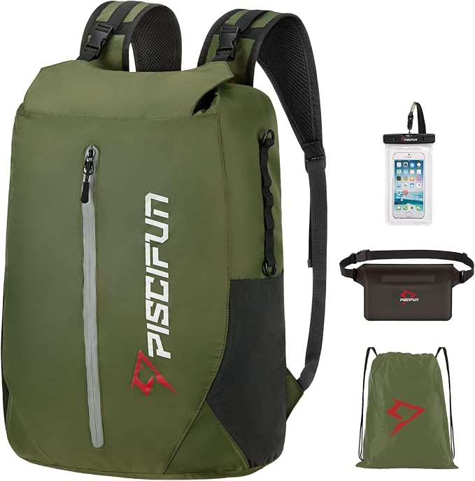 Piscifun Dry Bag Waterproof, Lightweight Dry Backpack Roll-Top Sealed with Waist Pouch and Phone Case Keeps Gear Dry Inside for Kayaking, Boating by Piscifun