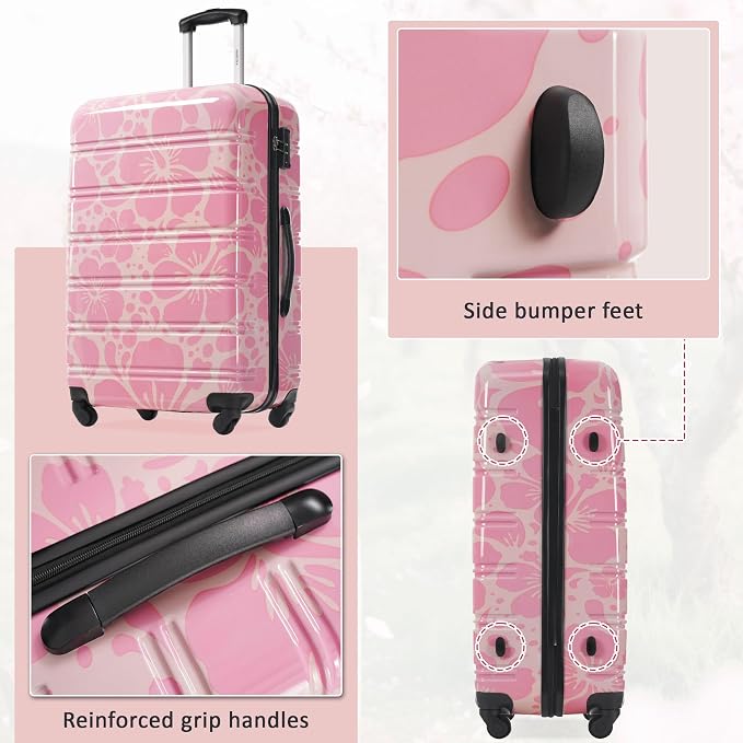 Merax Luggage Sets 3 Piece, Hardside Suitcase Set with Spinner Wheels | Lightweight 20+24+28 IN Suitcase with Carry on Luggage,Pink - Image 6