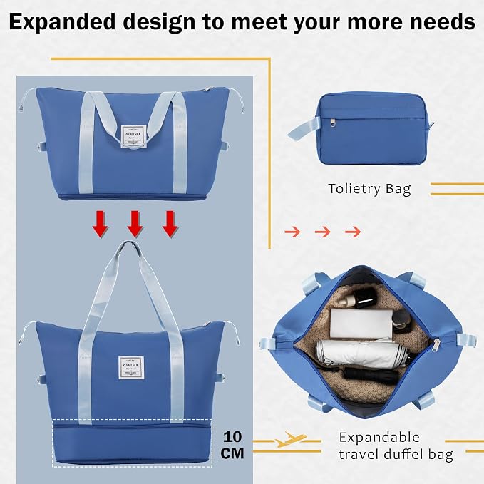 Merax Luggage Sets 2 Piece Suitcase Set, Hardshell 20 IN & 28 IN Suitcase Set with Duffel Bag, Travel Suitcases with Spinner Wheels and TSA Lock(Blue) - Image 5