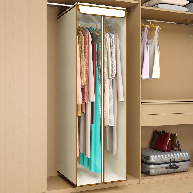 Univivi Garment Bags for Hanging Clothes, Large Clothes Storage Bags Closet Organizer with Clear Window, Premium Hanging Garment Storage Bag for Suits, Coats, Dresses, 54", 2 Pack (Beige) - Image 2