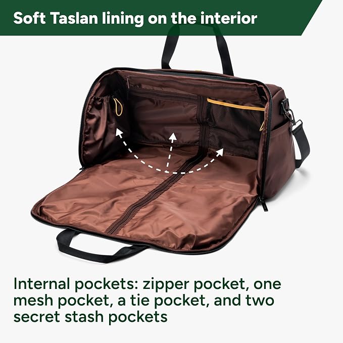 Halfday Convertible 2-in-1 Premium Garment Duffel Weekender Bag 45L: Wrinkle-Free Travel (Hanging Suit Compartment, Shoe Pockets, Trolley Sleeve), Balistic Nylon Carry-on, Port - Image 3