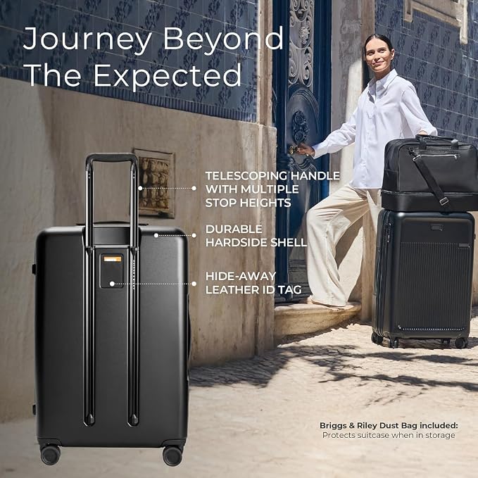 Briggs & Riley 27" Medium Expandable Spinner - Checked Luggage for Travel, Suitcases with Wheels, Hardside Rolling Bag for Men & Women, Self-Repairing Zipper - Sympatico Collection, Black - Image 5