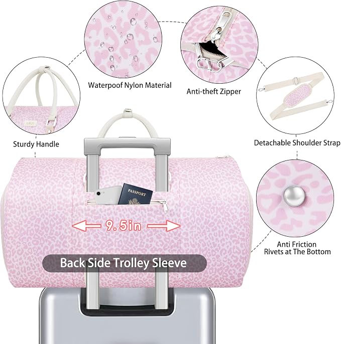 Garment Duffel Bag for Travel - ITIEZY Convertible Carry on Garment Duffel Travel Bag for Women Men Large Weekender Bag with Shoes Pouch 2 in 1 Hanging Suit Travel Duffel Bag 3pcs Set - Image 5