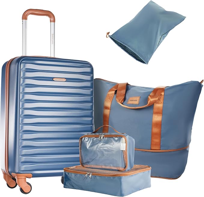 3 Piece ABS+PC Luggage Set, Carry On with Spinner & Duffle | 20" Carry-On + Waterproof Underseat Duffel + Toiletry Bag. 360° Spinner Wheels,Fits Overhead Bins,For Business & Travel by Unknown