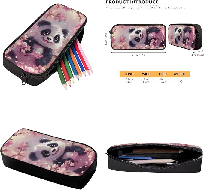 Cherry Blossom Panda Backpack for Girls Kids Backpack with Lunch Box Water Bottle Carrier and Aesthetic Pencil Case 4PCS Set Bookbag with Compartments for School 17 inch Large Cute School Bag - Image 6