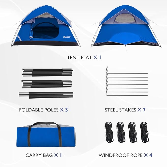 Camping Tent, Waterproof 2/3/4 Person Tents for Camping, Lightweight Easy Set Up Outdoor Hiking Tent Backpacking Tent with Carry Bag, Backpack Tent Suit for Family Beach Hiking Travel - Image 6