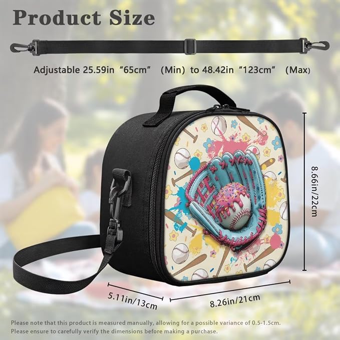 Donut Glove Baseball 4-in-1 Backpack Set with Lunch Box, Pencil Case & Dinosaur Charm for Girls Ages 8-10 3rd 4th Grade Kids Back to School Bag 17 Inch Sports Backpack - Image 5