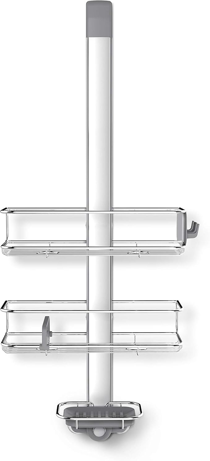 simplehuman Over Door Shower Caddy, No-Drill Auto-Tightening Hanger for Glass Shower Doors, Quick-Adjust Shelves, Quick-Dry Soap Dish, Bathroom Organizer, Rust-Proof Stainless Steel by Unknown