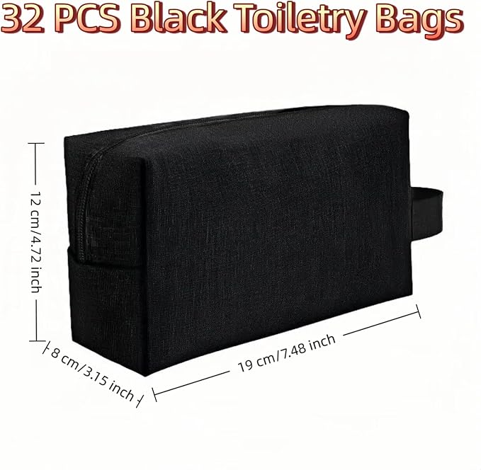 32 Pcs Travel Toiletry Bag for Men Women Bulk Large Water Resistant Shaving Bag Hanging Cosmetic Bag Makeup Travel Pouch Foldable Toiletry Organizer Gifts for Graduation Father's Day(32, Black) - Image 2