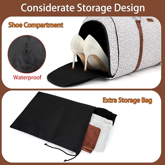 Convertible 2-in-1 Garment Bags for Travel, Carry On Garment Duffle Bag With Shoe Compartment Large Weekender Bag for Women Men Hanging Suitcase Suit Travel Duffel Overnight Bags 4pcs Set - Image 2