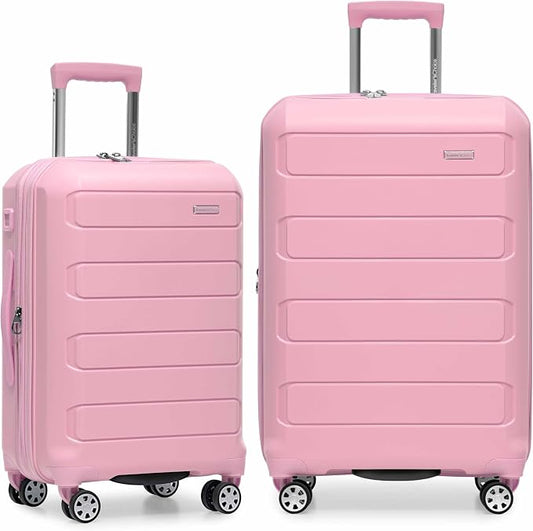 Traveler's Choice Pagosa Hardshell Expandable Luggage with Spinner Wheels, Pink, 2-Piece Set (22/27) by TravelersChoice