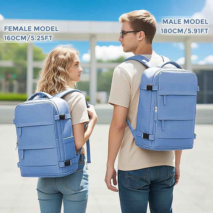 coowoz Travel Backpack for Women Men,Carry On Backpack,Hiking Backpacks Outdoor Sports Rucksack Casual Daypack Travel Essentials Sky Blue - Image 7