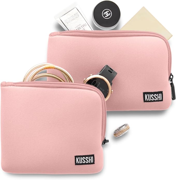 KUSSHI 2pc Neoprene On-The-Go Pouch Set (Blush Pink) by Unknown