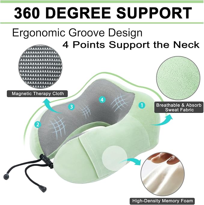 urnexttour Travel Pillow and Blanket Set Neck Pillows Soft Blankets with Sleep Mask Travel Essentials for Airplane Car Memory Foam Sage Green - Image 4