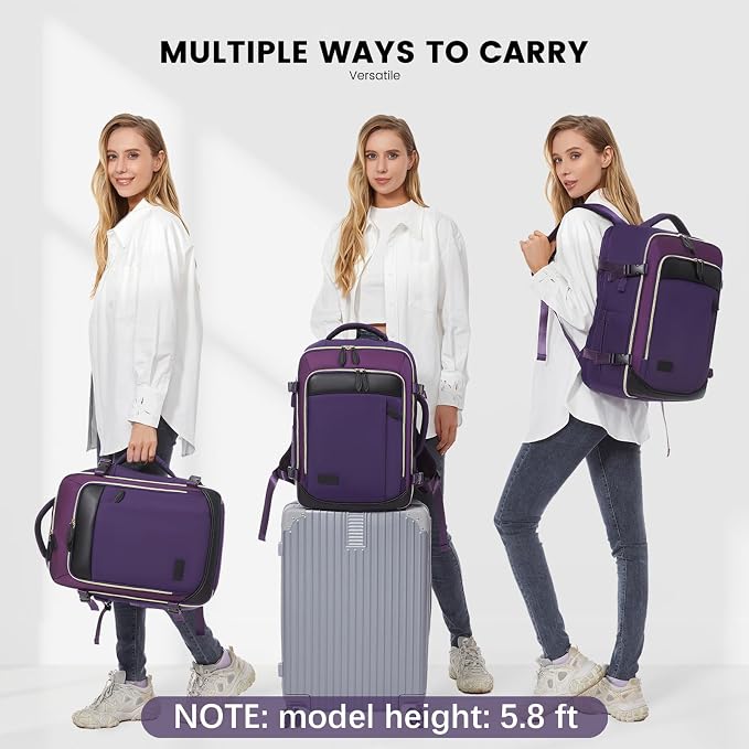 LOVEVOOK Travel Backpack for Women, 40L Carry On Backpack with 3 Packing Cubes,TSA Personal Item Travel Bag Airline Approved, Water Resistant Weekender Overnight Luggage Daypack, Fits 17 Inch Laptop - Image 6