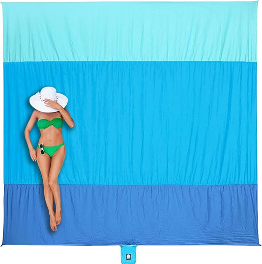WEKAPO Beach Blanket Sandproof Waterproof, Extra Large Beach Mat, Oversized & Compact Sand Free, Quick Drying Beach Essentials for Vacation, Cruise, Picnic & Camping with Stakes by Wekapo
