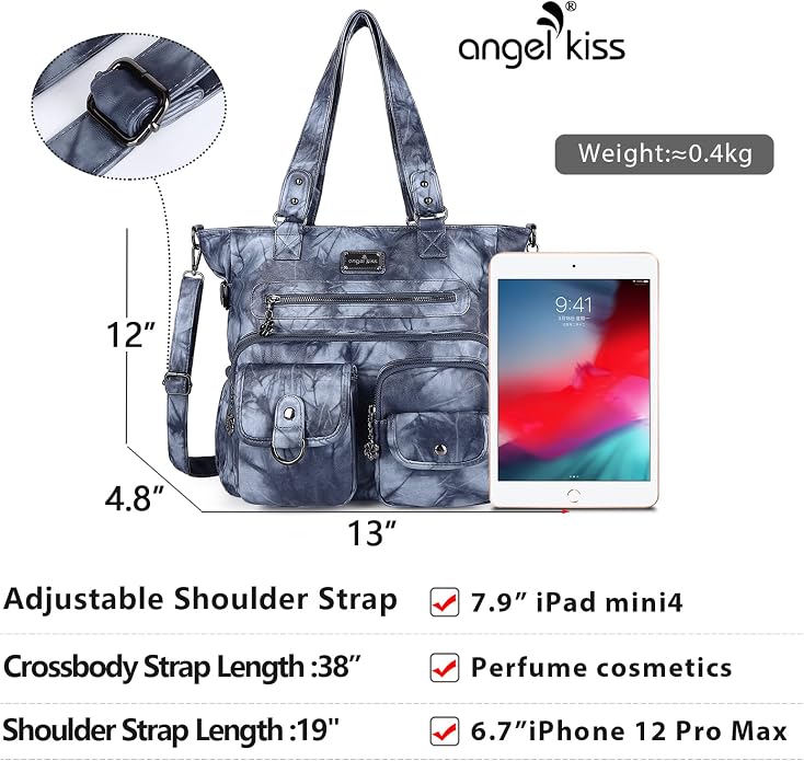 Angelkiss Purses Handbags for Women PU Tote Satchel Bags for Women Pockets Shoulder Bags… | PU - Image 4
