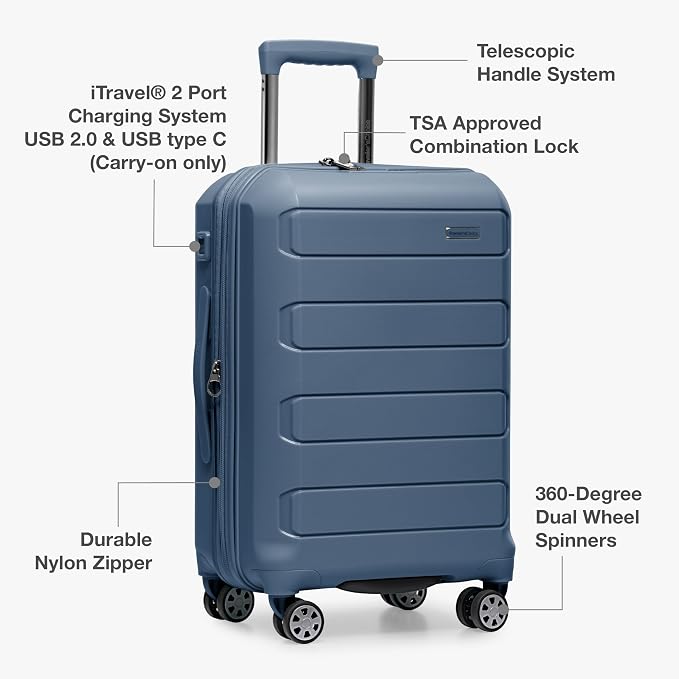 Traveler's Choice Pagosa Hardshell Expandable Luggage with Spinner Wheels, Slate Blue, 27-Inch Medium - Image 6