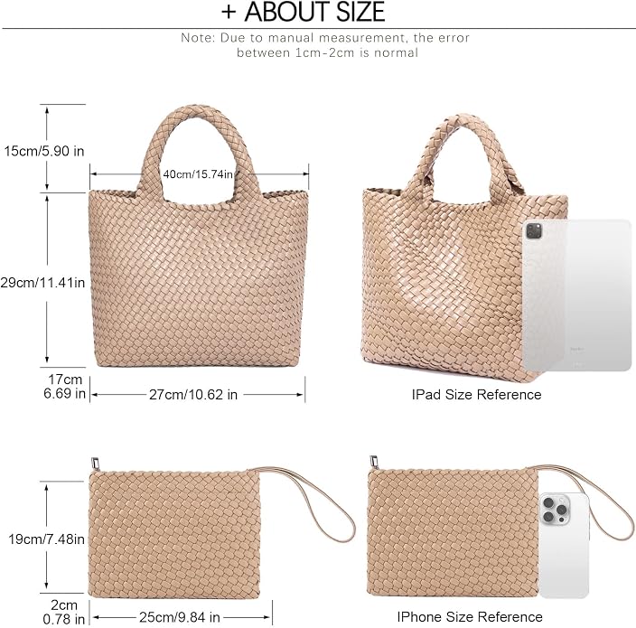 JINMANXUE Fashion Woven Bag Shopper Bag Travel Handbags and Purses Women Tote Bag Large Capacity Shoulder Bags - Image 4