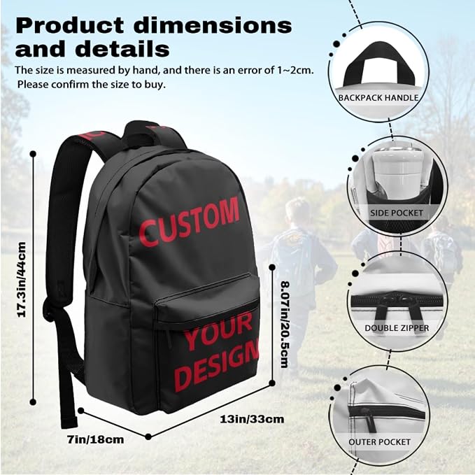Personalized Backpacks for Girls School Bookbag with Lunch Box, Customized Backpack for Girls Boys Back to School Supplies Gifts, Custom Name Photo Kids Bookbag Set of 4 for Elementary - Image 3