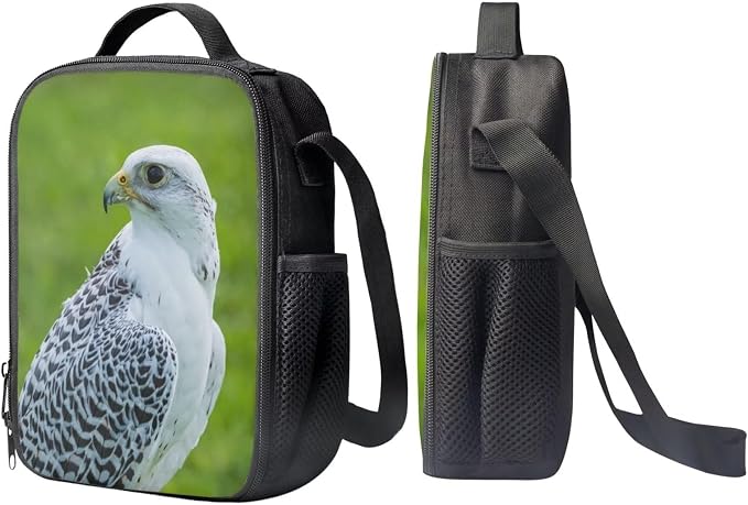 Kids Novelty Animal Backpack and Lunch Box for Boys Girls Student Lightweight 17 Inch School Bird Gyrfalcon Backpack with Lunch Bag Pencil Case Kids Comfy Padded Black Large Bookbag - Image 4