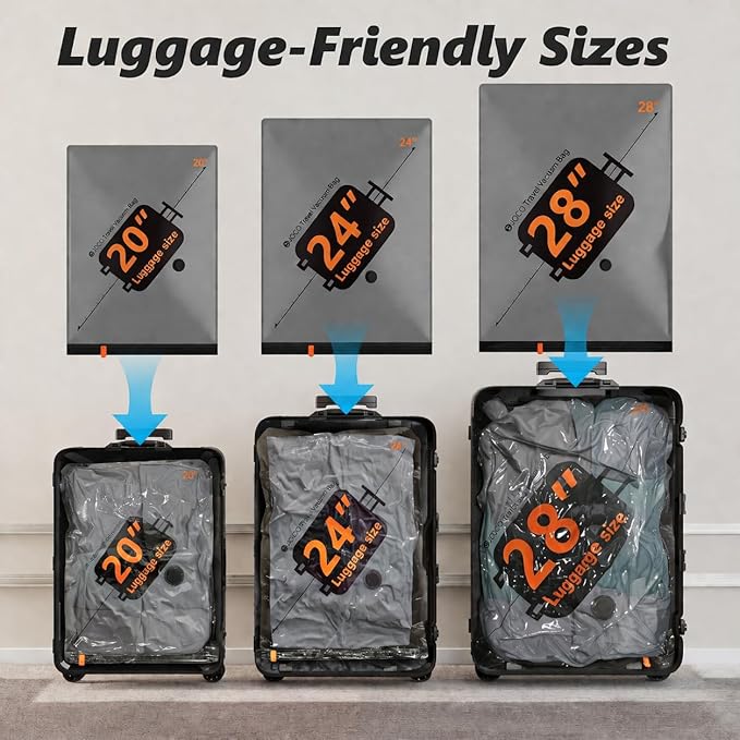 Travel Vacuum Bags with Cordless Electric Pump, 16 Combo Compression Packing Cubes for Clothing Clothes, Luggage Suitcase Organizer, Space Saver Vacation Cruise Travel Essentials - Image 4