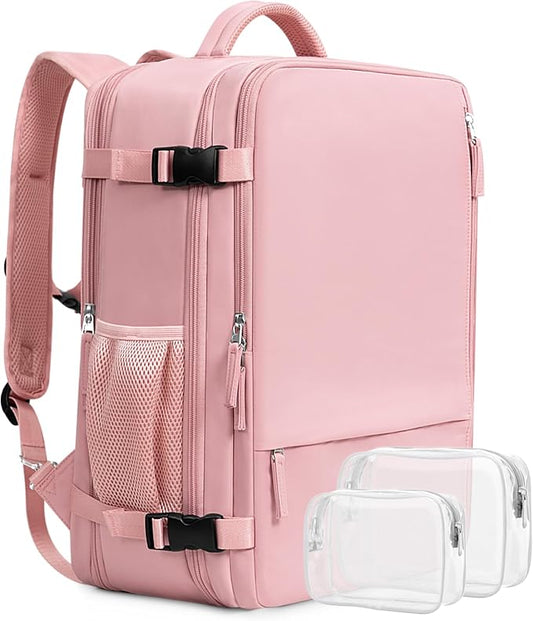 Beraliy Travel Backpack for Women, Airline Approved Bag, Carry On Waterproof Hiking Backpack, 16 inch Laptop Backpack, Overnight Bag, Pink by Beraliy
