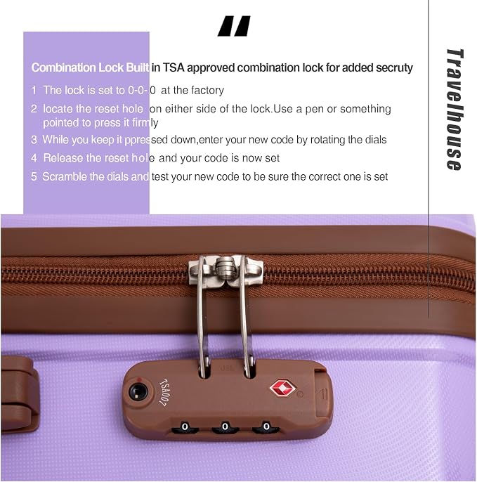 Travelhouse Luggage Sets 5 Piece with Double Spinner Wheels,PP Hardside Suitcase Sets with TSA Lock,Carry On Luggage Set with Travel Duffle Bag for Women and Men - Image 7