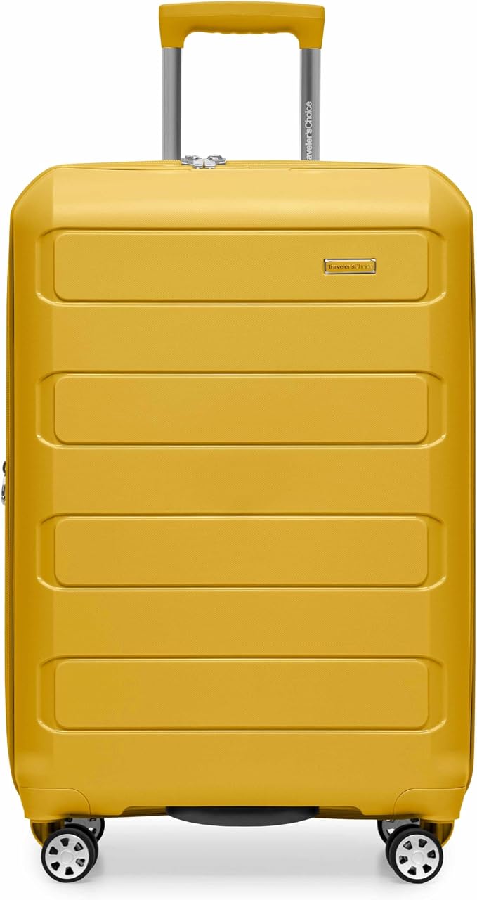 Traveler's Choice Pagosa Hardshell Expandable Luggage with Spinner Wheels, Yellow, 2-Piece Set (22/27) - Image 2